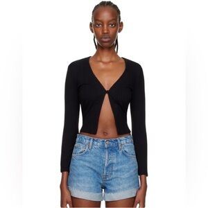 Reformation Dasia Long Sleeve Ribbed Open Top size XS